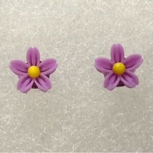 Purple & Yellow Flower Stud Earrings